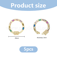 5 Stück Messing Micro Pave bunte Zirkonia Schraubkarabiner Verschluss Charms&nbsp;ZIRC-DC0001-39