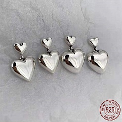 Orecchini a bottone in argento sterling rodiato con cuore&nbsp;EJEW-BB72119