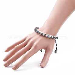 Круглый браслет из плетеных бусин из натурального апатита&nbsp;BJEW-TA00106