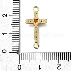 Латунные подвески-крестики из кубического циркония оранжевого и красного цвета&nbsp;ZIRC-I070-018G