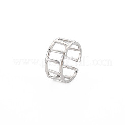Bague de manchette ouverte rectangulaire en acier inoxydable 304 anti-ternissement pour femme&nbsp;RJEW-S405-161P