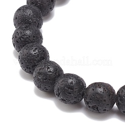 Bracciale elasticizzato in pietra lavica naturale&nbsp;BJEW-JB08553-03