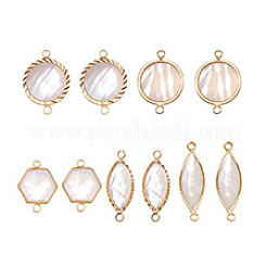 10 шт. 5 стиля латунные подвески-соединители из натуральной белой ракушки&nbsp;KK-PH0012-91A