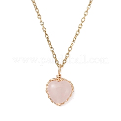 Подвеска в форме сердца из натурального розового кварца&nbsp;NJEW-JN05779-01