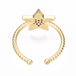 Латунные микро проложить манжеты кольца кубического циркония&nbsp;RJEW-N035-033-NF