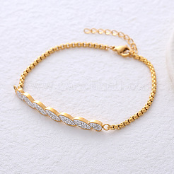 Винтажные браслеты из нержавеющей стали с микропаве из прозрачных кубических цирконий&nbsp;DS6882-2