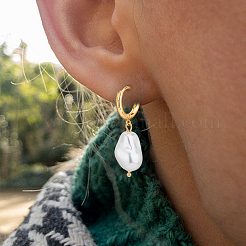 1 пара пластиковых серег-колец с жемчужинами&nbsp;EJEW-FI0002-23