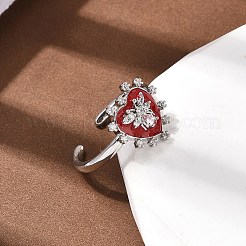 Латунные микропаве кубические цирконии манжеты открытые кольца для женщин&nbsp;RJEW-B160-09P