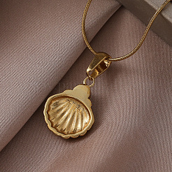 Женские ожерелья с подвесками в форме ракушек из хирургической нержавеющей стали 316 с имитацией жемчуга&nbsp;MG3658