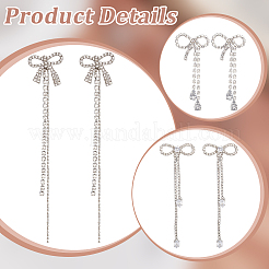 3 пара сережек-гвоздиков с бантом из страз в двух стилях&nbsp;EJEW-AN0004-91