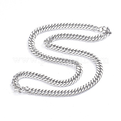 Colliers à maillons cubains en acier inoxydable 304 taille diamant pour hommes&nbsp;NJEW-L173-002B-P