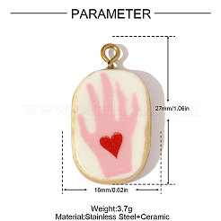 Подвески из нержавеющей стали 304 и фарфора&nbsp;STAS-OY005-85G