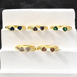 Anillos de puño de circonita cúbica micro pavé de latón para mujer&nbsp;RJEW-F181-09G