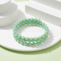 Braccialetto stile avvolgente con perline di vetro rondelle&nbsp;BJEW-JB09965-04