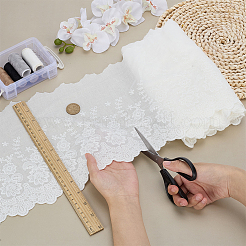 5 ярд хлопчатобумажной ткани с вышитыми цветами&nbsp;DIY-FG0008-61