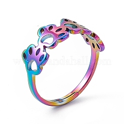 Ионное покрытие (ip) 201 нержавеющая сталь полое регулируемое кольцо с отпечатками собачьих лап для женщин&nbsp;RJEW-K238-10M