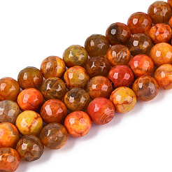 Нити окрашенных и нагретых натуральных агатовых бус с огненным кракелюром&nbsp;G-N359-01B-09