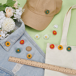 12 шт. 4-цветная брошь-булавка из гальванического сплава в виде ромашки&nbsp;JEWB-FG0001-43