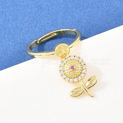 Латунные кольца-подвески с микропаве из кубического циркония для женщин&nbsp;LS-RJEW-A090-02G