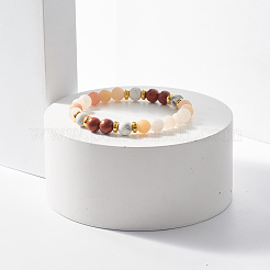 Эластичный браслет из круглых бусин из натурального авантюрина и дерева&nbsp;BJEW-JB07805