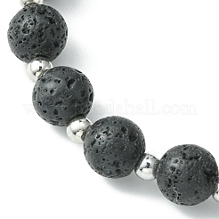 Braccialetti con perline intrecciate rotonde e incrociate in pietra lavica naturale&nbsp;BJEW-TA00321-01