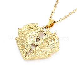 Colliers avec pendentif en forme de cœur et de fleur en acier inoxydable 304&nbsp;NJEW-G083-03B-G