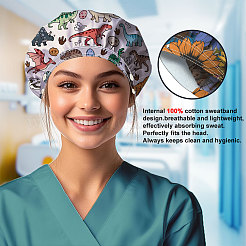 2 шт. 2 стиля хлопковые регулируемые набивные шапки с принтом рабочие кепки для женщин и мужчин&nbsp;AJEW-DR0002-48