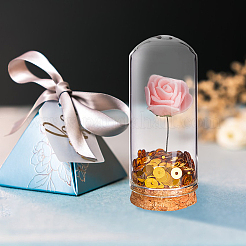 Декоративная крышка купола из прозрачного стекла с букетом искусственных роз из пенопласта внутри&nbsp;AJEW-FH00007