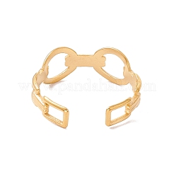 Anillo de puño abierto con forma de gafas de acero inoxidable 304 con revestimiento iónico (IP)&nbsp;RJEW-H107-02G