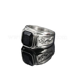 Rechteckige Fingerringe aus Edelstahl 304 mit Zirkonia für Herren&nbsp;FS-WG909F6-15