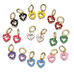 Серьги-кольца из латуни с микро-паве из фианита&nbsp;EJEW-T014-46G-NF