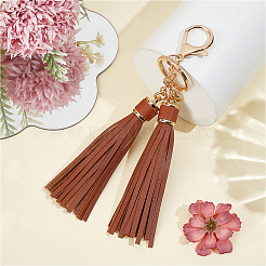 1 porte-clés à pompon en cuir PU&nbsp;KEYC-CL0001-50B