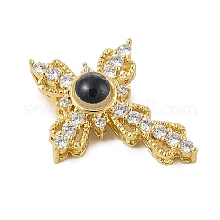 Подвески из латуни микропаве с фианитами и стеклом&nbsp;KK-M315-01G-04