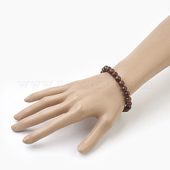Bracelets extensibles en bois de santal teinté naturel&nbsp;BJEW-JB03843-03