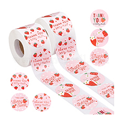 Плоские круглые с наклейками в форме клубники рулон&nbsp;STIC-WH0012-14B