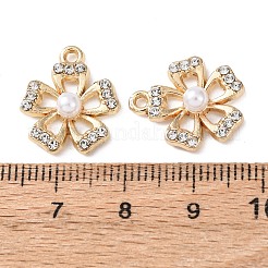 Подвески из сплава со стразами и АБС-пластиком с имитацией жемчуга&nbsp;FIND-Z111-03G