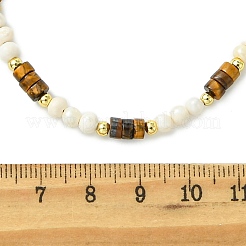 Natürliche rosa Aventurin- und gelbe Aventurin- sowie Tigeraugen-Heishi-Perlen und natürliche Süßwasserzuchtperlen-Reisperlenketten für Damen&nbsp;NJEW-JN06294-03
