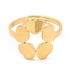 Ионное покрытие(ip) 201 нержавеющая сталь цветок регулируемое кольцо для женщин&nbsp;RJEW-F131-05G