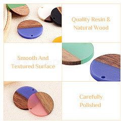 18pcs 9 couleurs pendentifs en résine opaque et bois de noyer&nbsp;RESI-CW0001-17