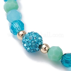 Braccialetti elasticizzati con perline rotonde sfaccettate in vetro&nbsp;BJEW-JB10057-01