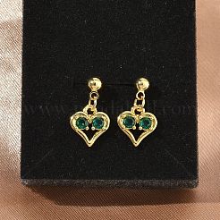 Серьги-гвоздики в форме сердца из латуни с микропаве из кубического циркония ко Дню святого Валентина&nbsp;EJEW-C181-04G