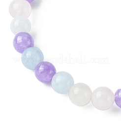 Эластичный круглый браслет из натуральных аквамаринов&nbsp;BJEW-JB09582