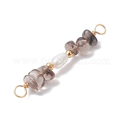 Подвески-шармы с натуральным ледяным обсидианом и натуральным культивированным пресноводным жемчугом в виде рисовых бусин&nbsp;PALLOY-JF03707-03