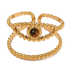 Натуральный тигровый глаз кольца палец&nbsp;RJEW-Q822-27G-02