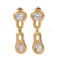 Boucles d'oreilles pendantes en acier inoxydable 304 et zircon cubique transparent&nbsp;EJEW-G468-03G-04