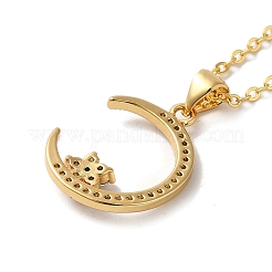 Collana con pendente a mezzaluna in ottone dorato con strass&nbsp;NJEW-Z015-01D-G