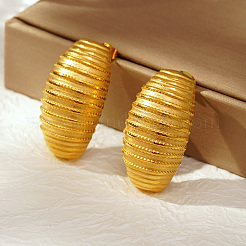 Геометрические овальные серьги-гвоздики из нержавеющей стали 304 с полосками&nbsp;IX6748