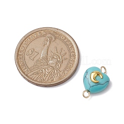 Подвески-соединители в форме сердца из смешанных драгоценных камней с золотистыми металлическими ломтиками в виде солнца&nbsp;PALLOY-JF02762