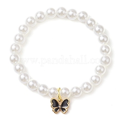 Сплав эмалированные бабочки подвески эластичные браслеты для женщин&nbsp;BJEW-JB11447