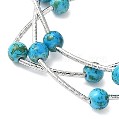 Многорядные браслеты из круглых бусин синтетической бирюзы для женщин&nbsp;BJEW-JB12335-02